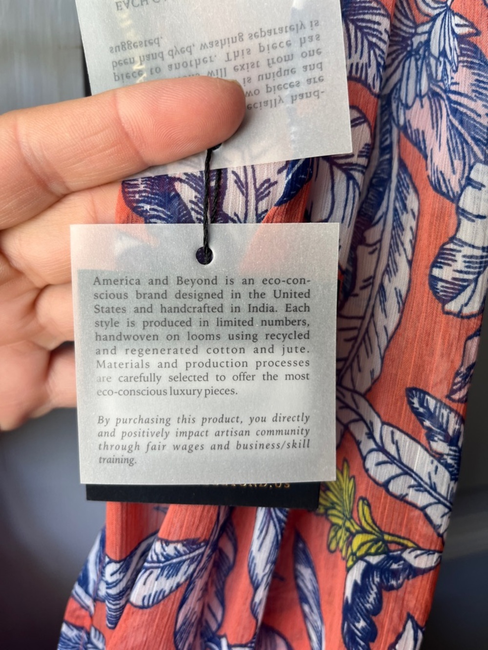 America & Beyond NEW Tropical Leaf Print Maxi Dress Coverup Women’s Sz M - Picture 7 of 12